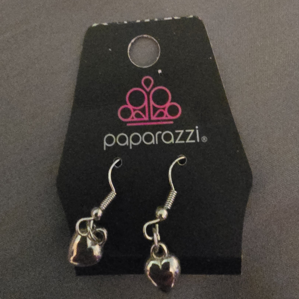 Paparazzi Silver Heart Earrings
